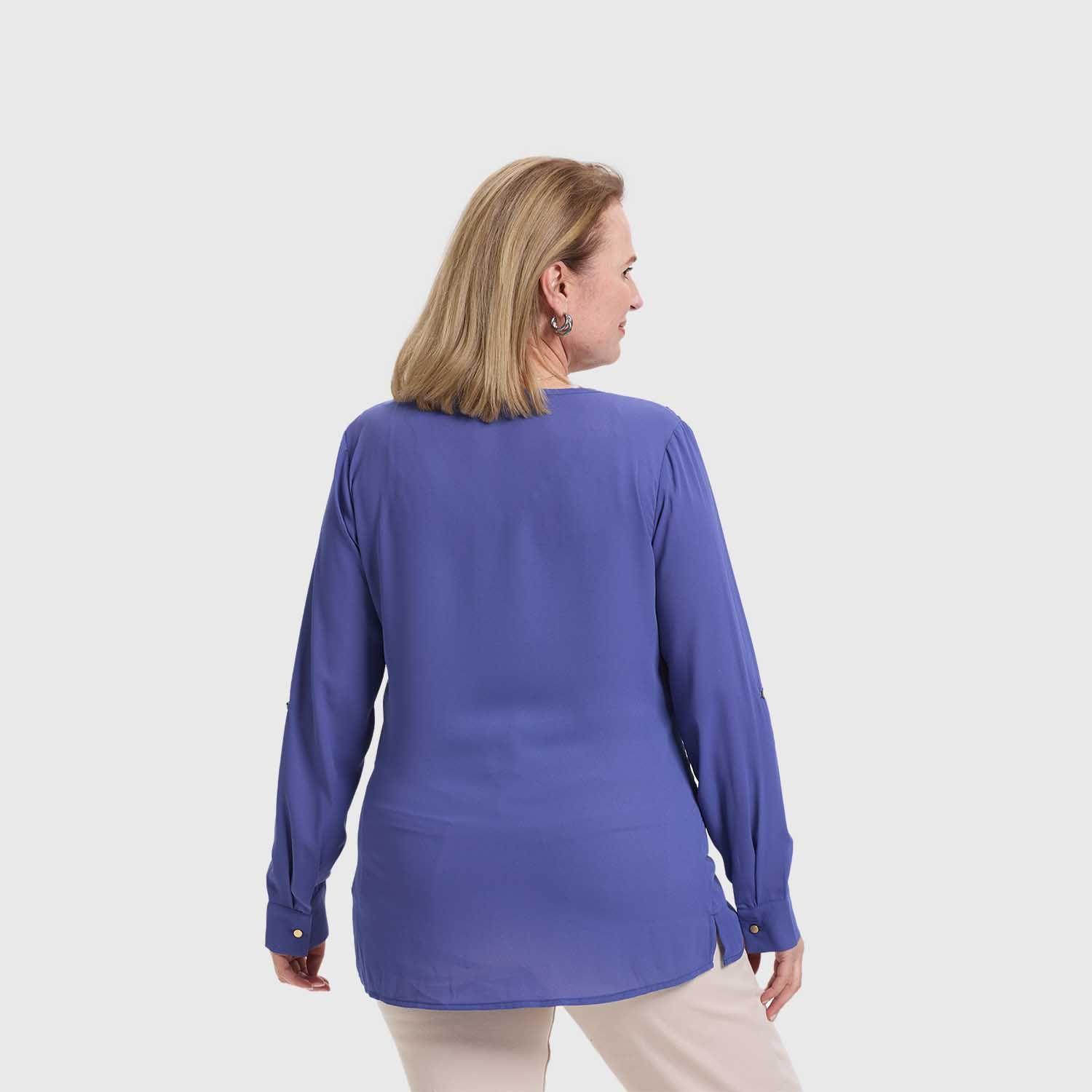 Blusa Mujer Crep Lisa Estmpada Azul Fashion's Park-2