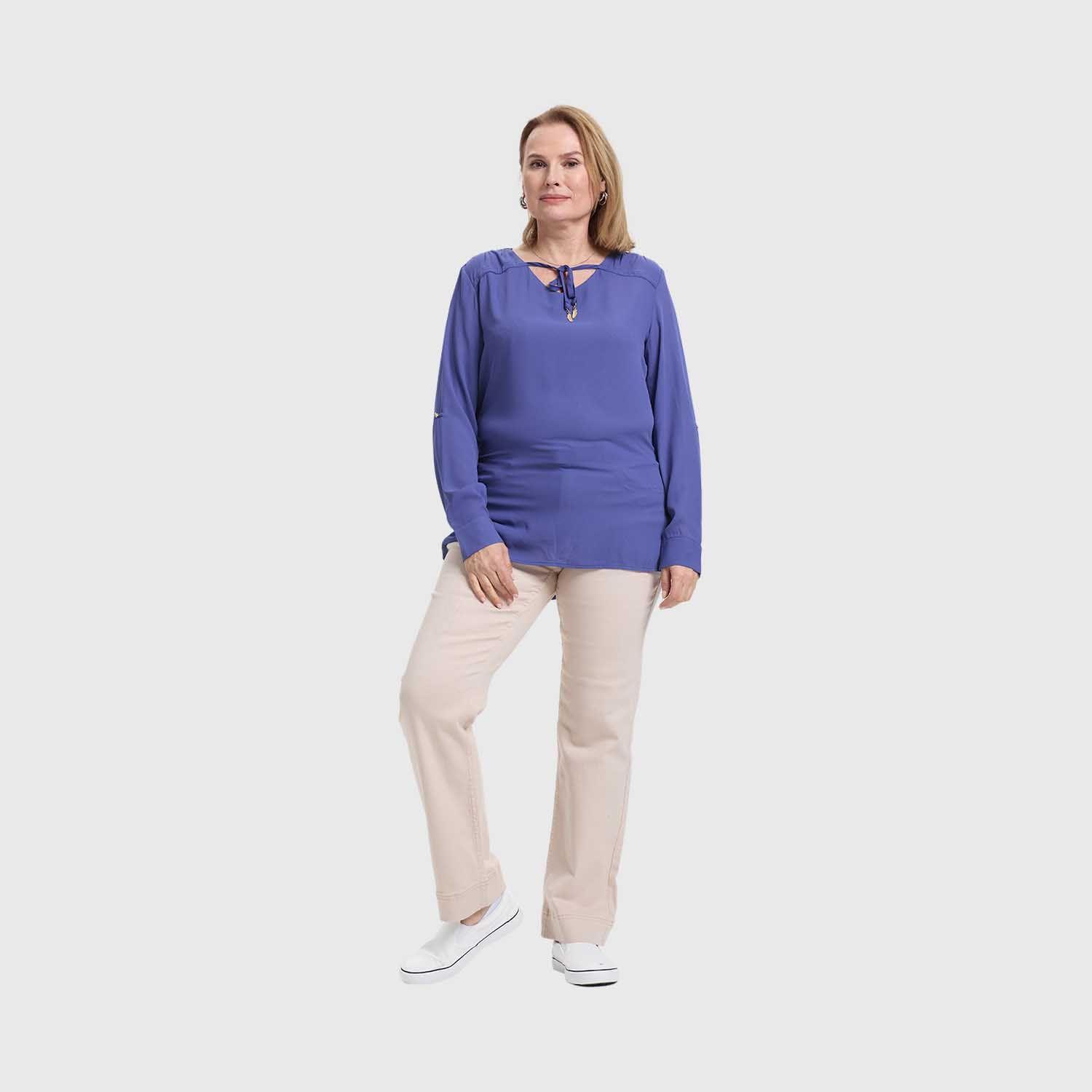 Blusa Mujer Crep Lisa Estmpada Azul Fashion's Park-3