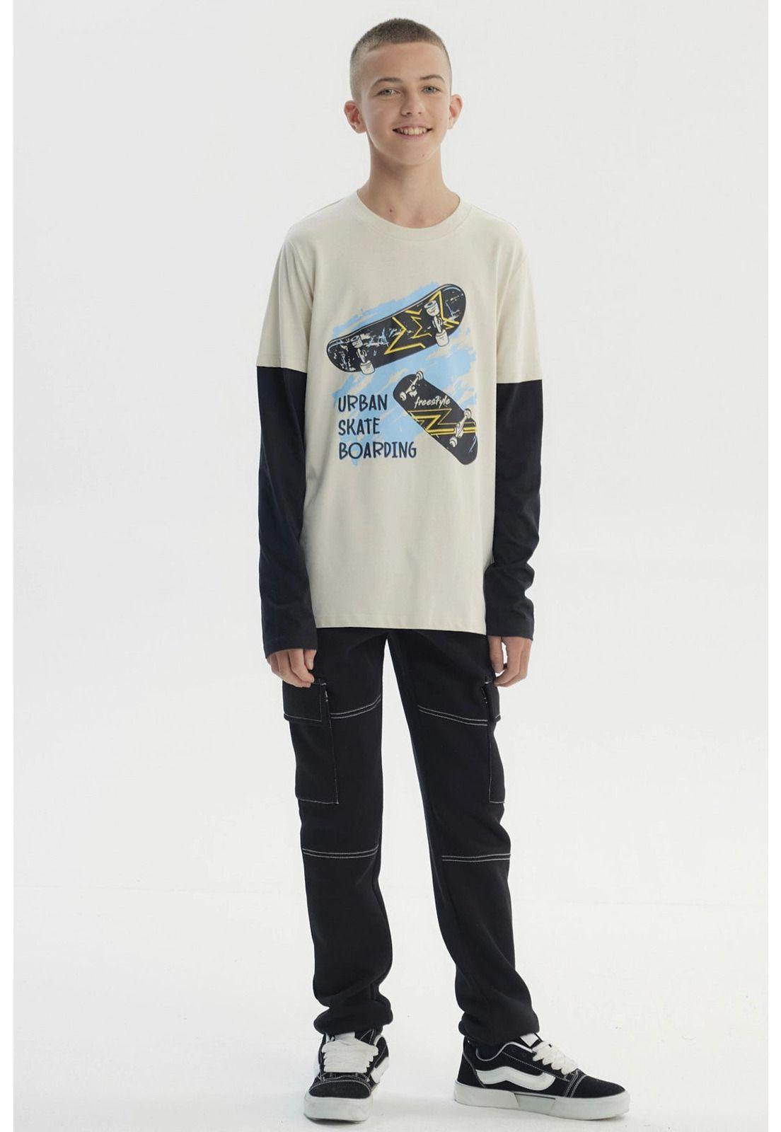 Polera Niño Básica Print Crudo-3