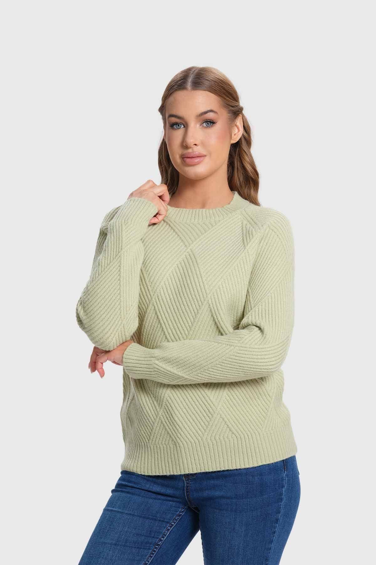 Sweater Mujer Textura Verde-1