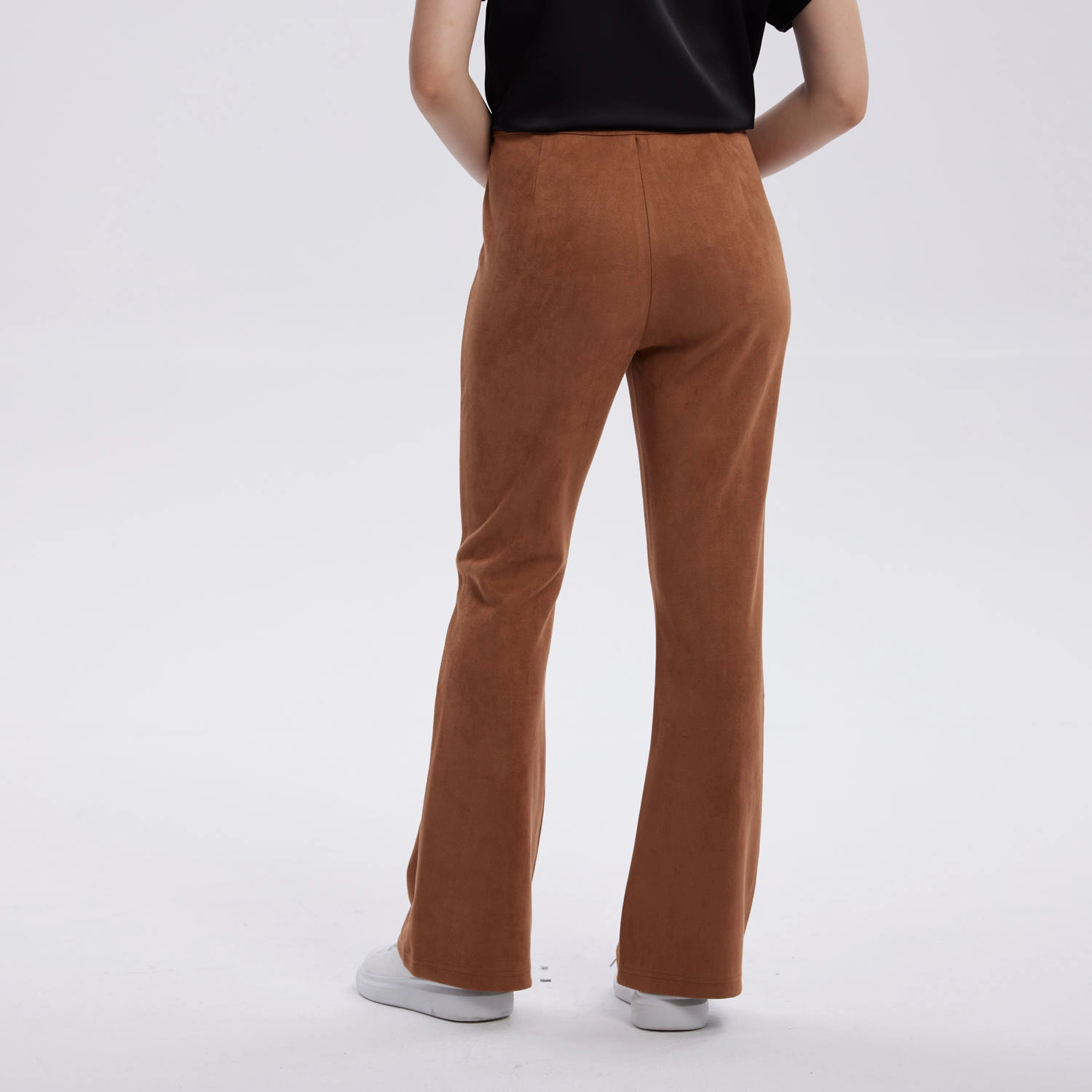 Pantalón Mujer Antelina Pretina Elasticada Café-3