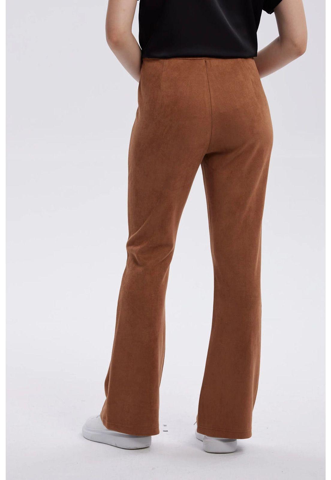 Pantalón Mujer Antelina Pretina Elasticada Café-2