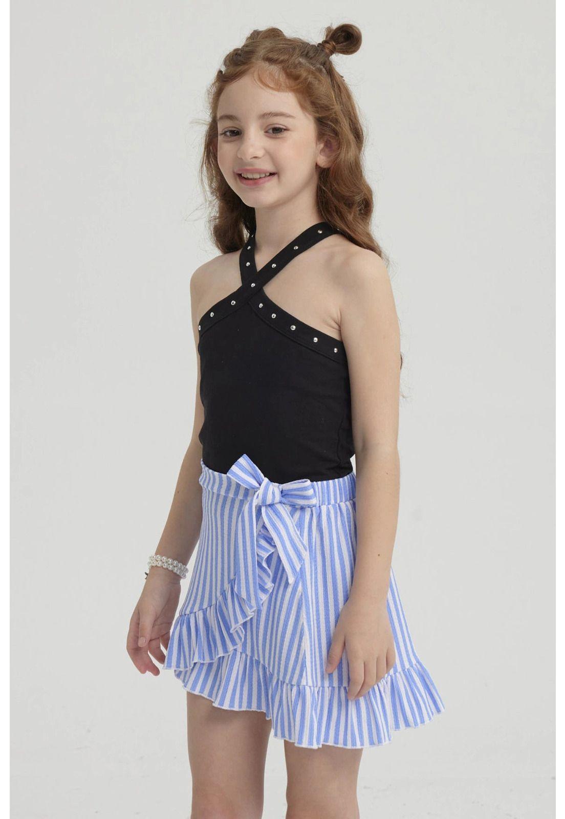 Peto Niña Cuello Cruzado Tachas Negro-3