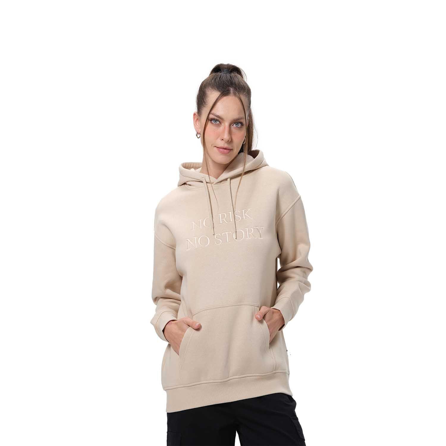 Polerón Mujer Canguro Print Beige Fashion's Park-0