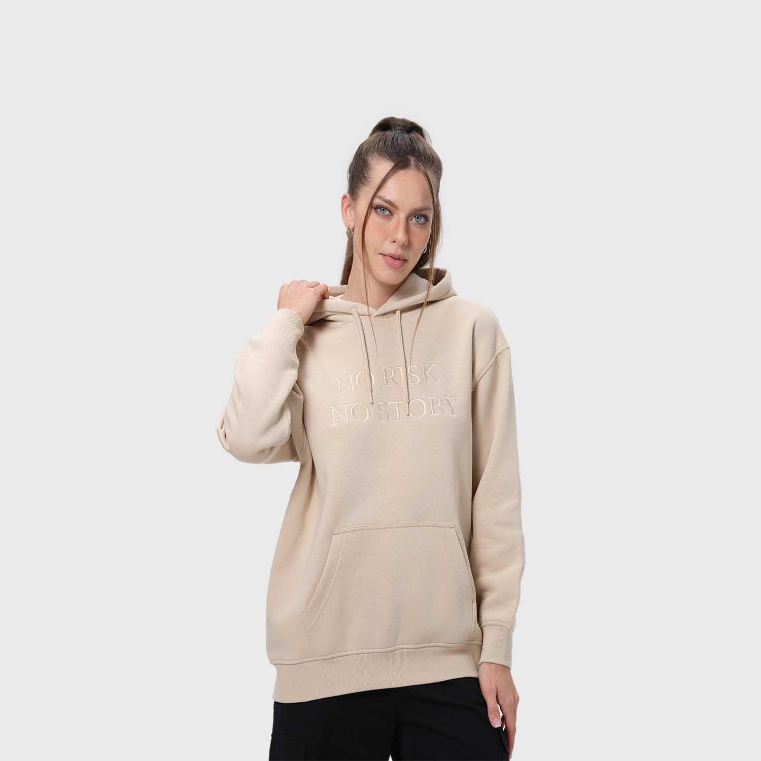 Polerón Mujer Canguro Print Beige Fashion's Park-1