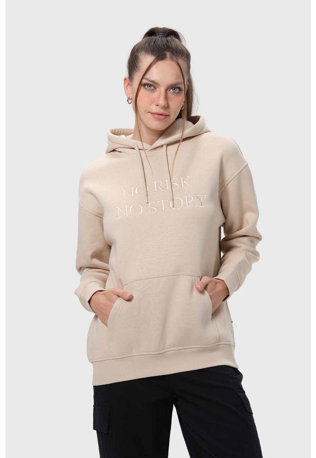 Polerón Mujer Canguro Print Beige-0