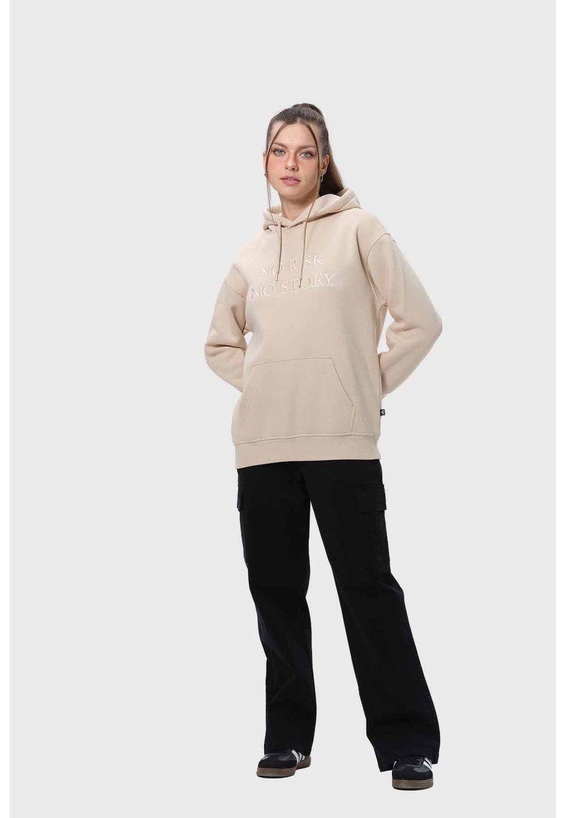 Polerón Mujer Canguro Print Beige-3