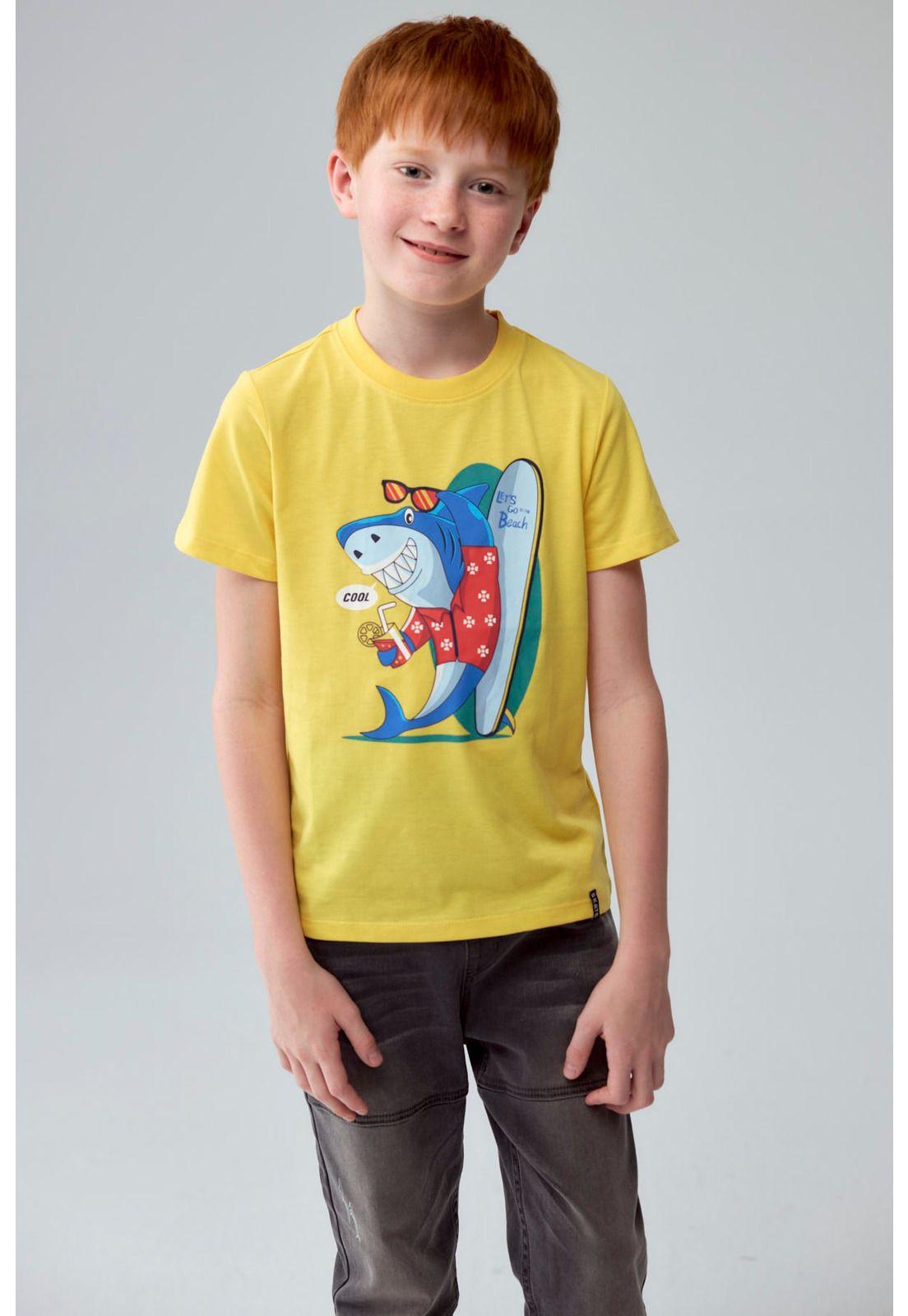 Polera Niño Básica Estampada Amarillo - ll-0