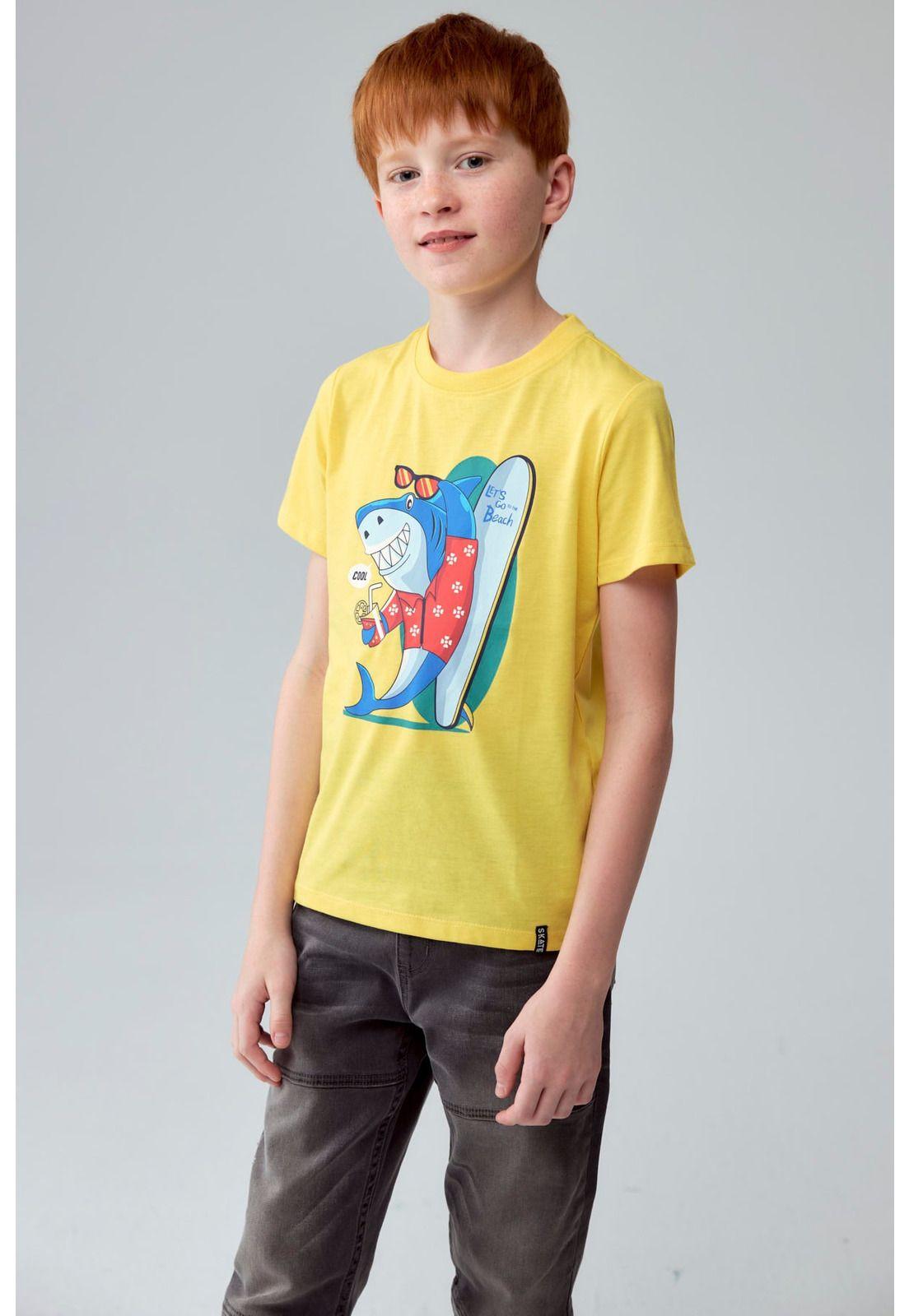 Polera Niño Básica Estampada Amarillo - ll-1