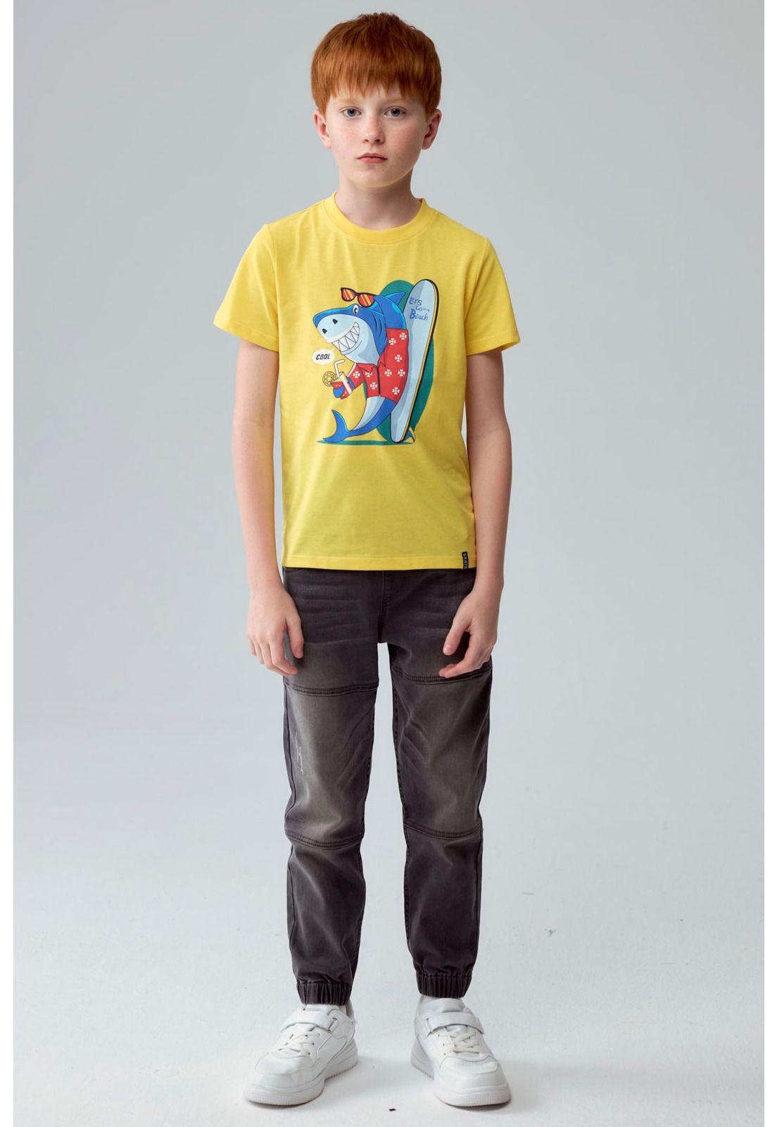 Polera Niño Básica Estampada Amarillo - ll-3