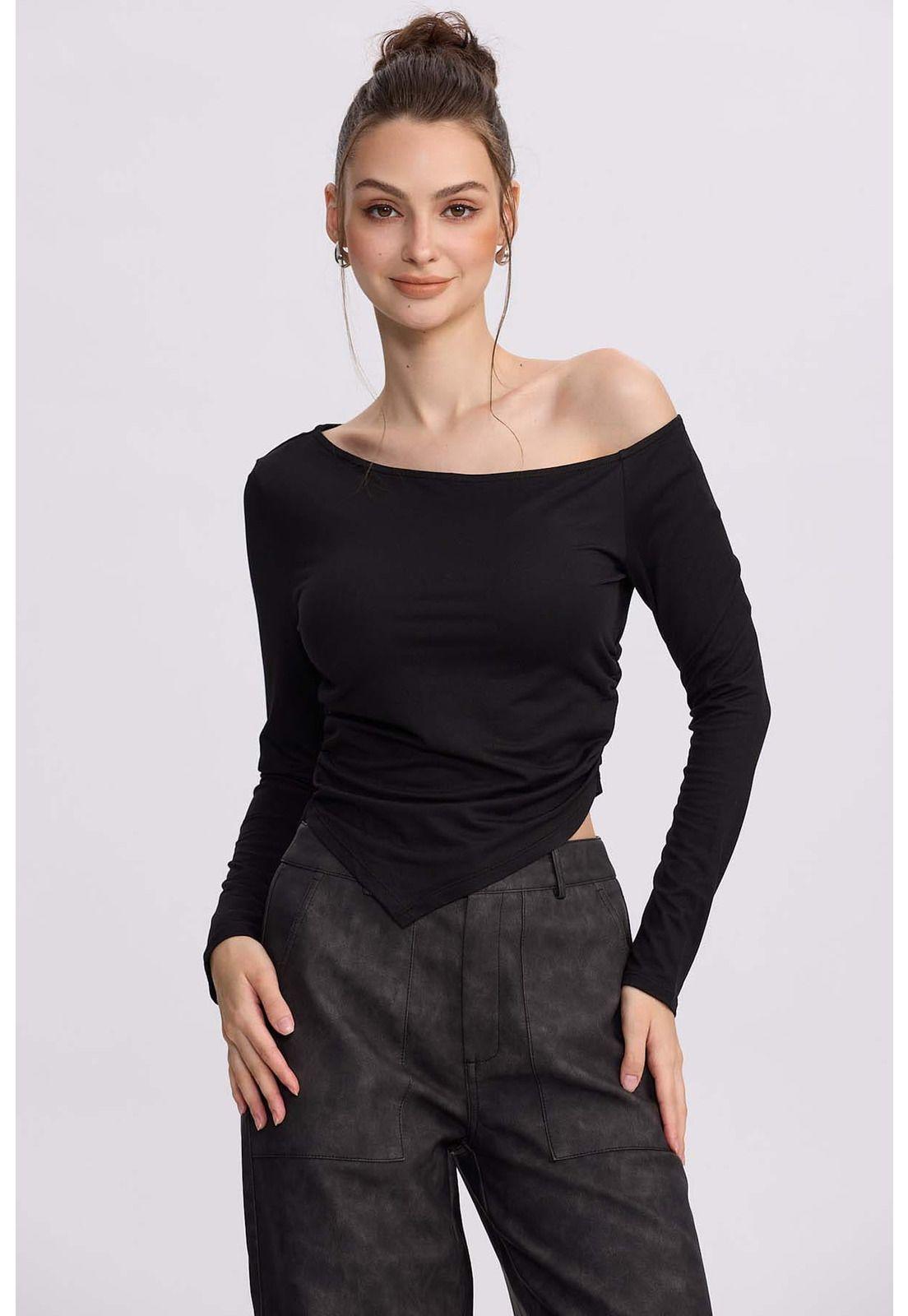 Polera Mujer Asimétrica Negro - lV-0