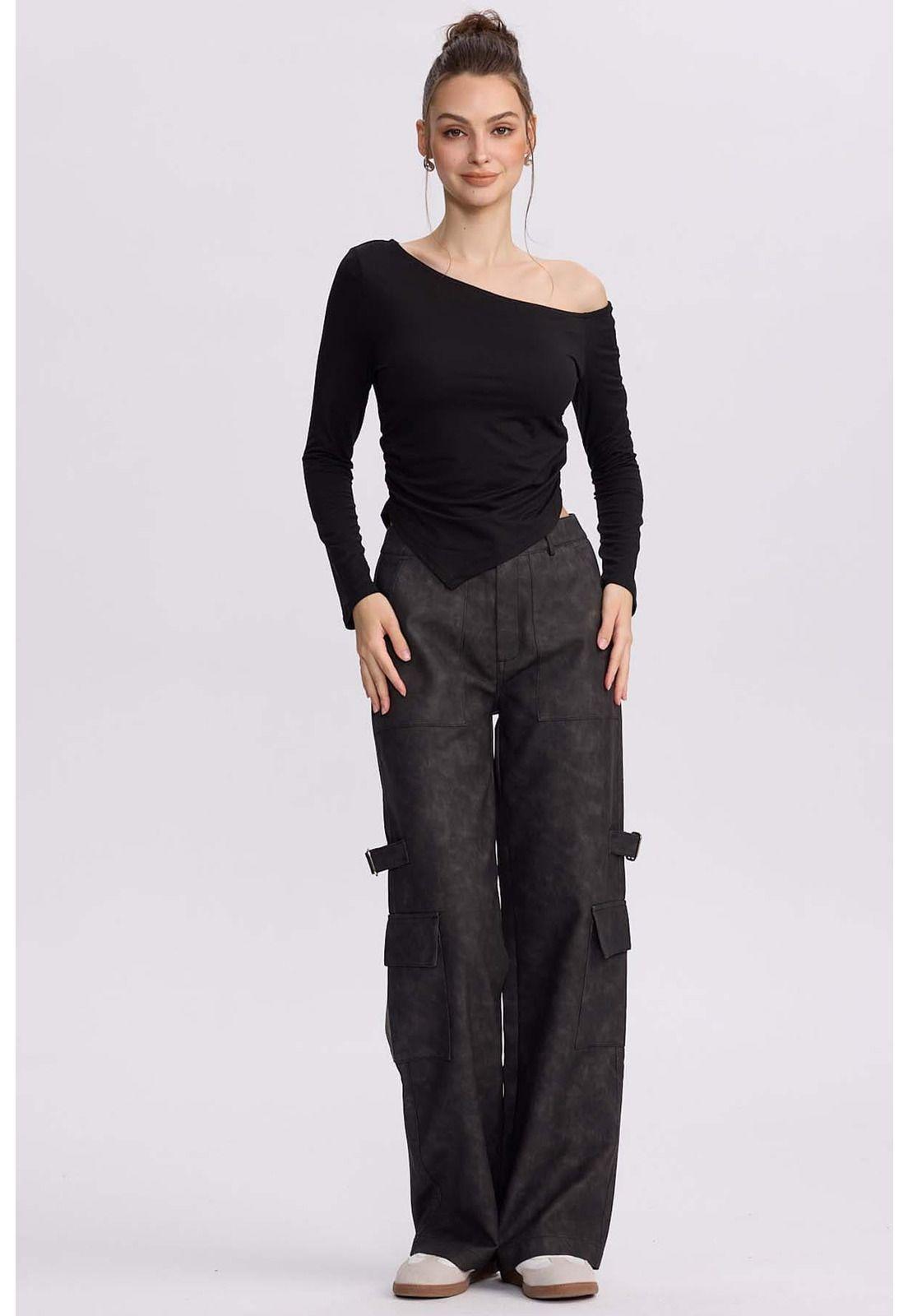 Polera Mujer Asimétrica Negro - lV-3