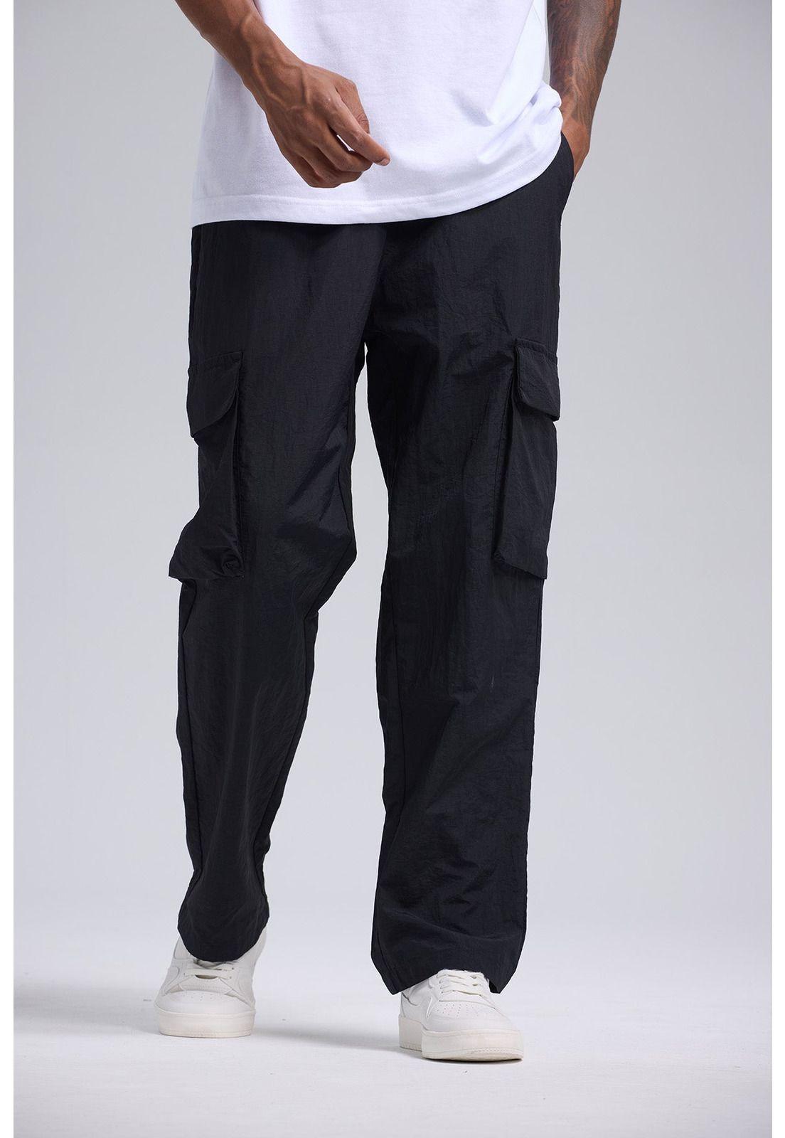 Pantalón Hombre Cargo Taslan Negro-1