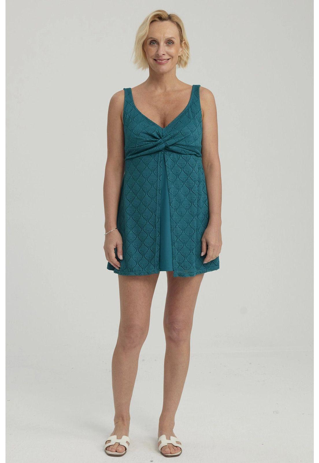 Traje De Baño Mujer Short Clásico Turquesa-1