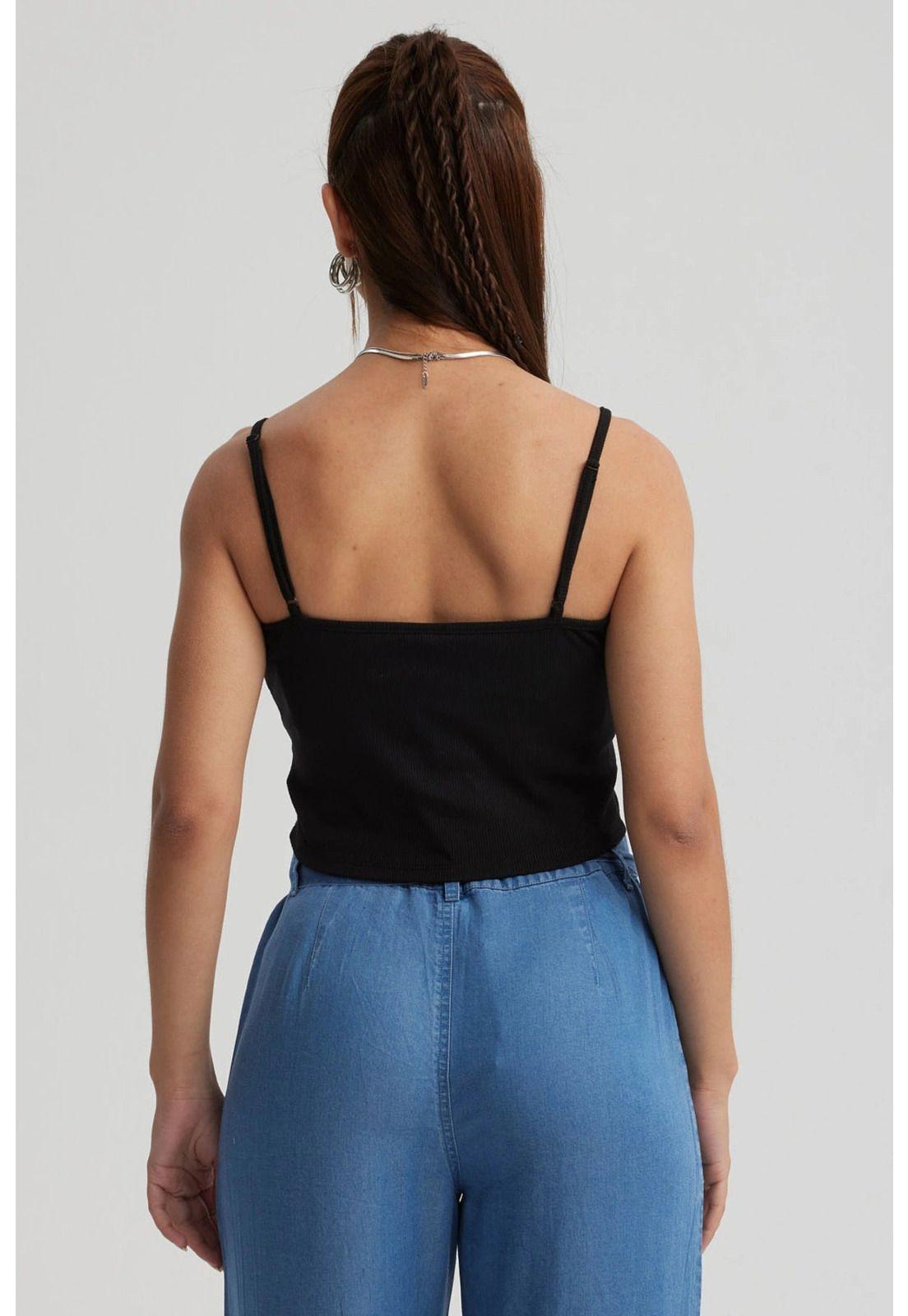 Peto Mujer Encaje Crop Negro-2