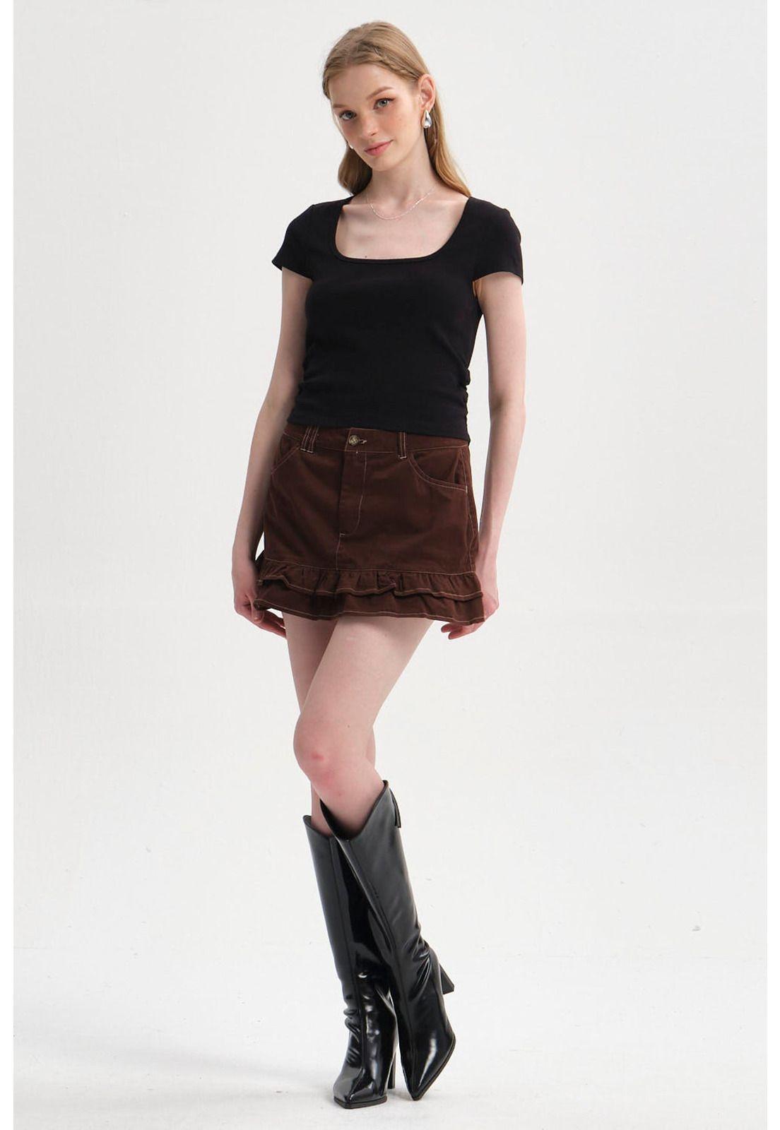 Polera Mujer Recogido Cropped Negro-3