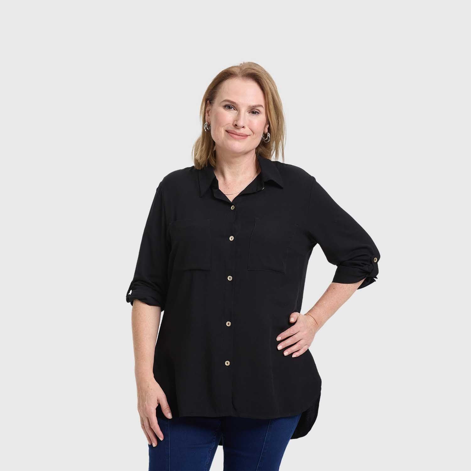 Blusa Mujer Roll Up Negro I Fashion's Park-1