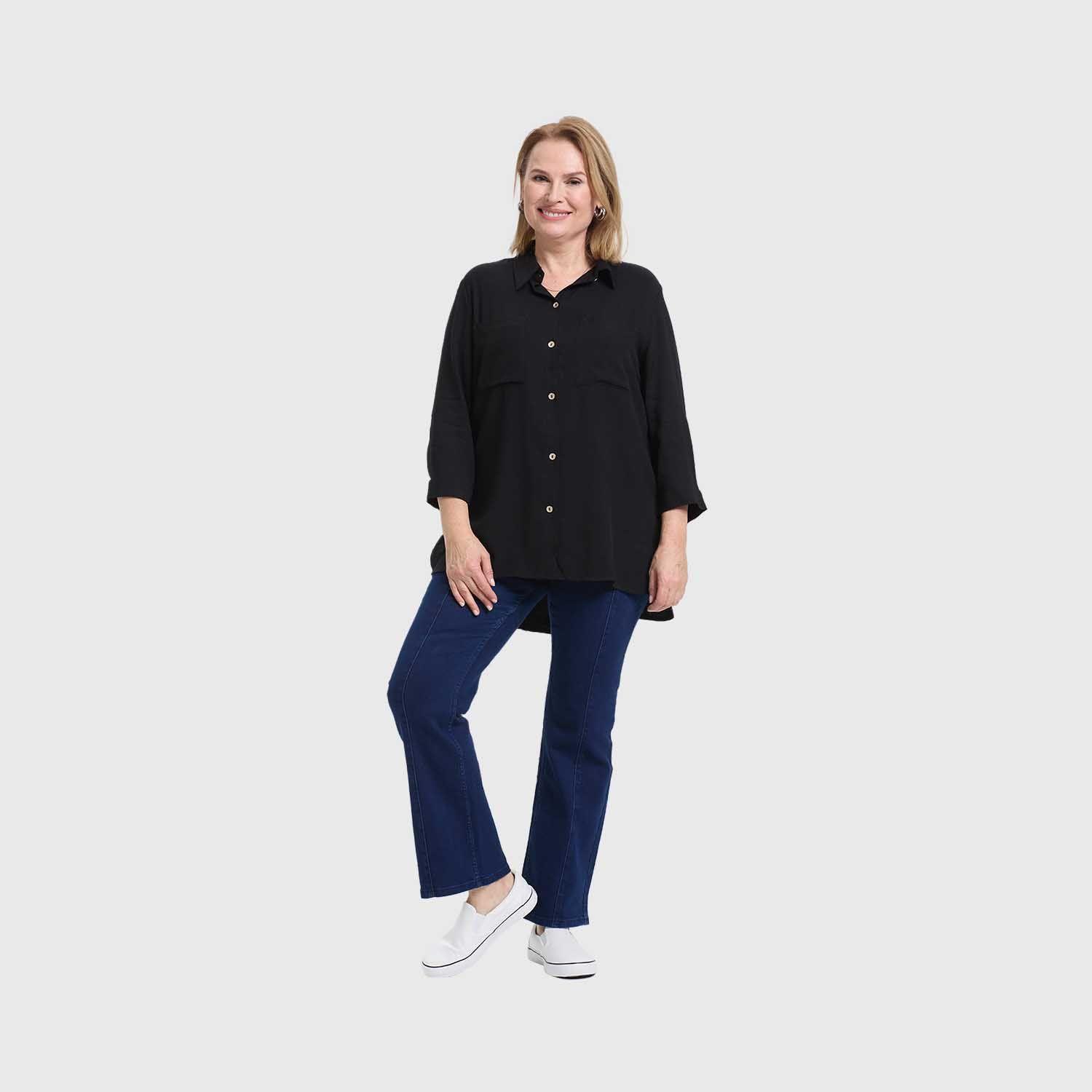 Blusa Mujer Roll Up Negro I Fashion's Park-3
