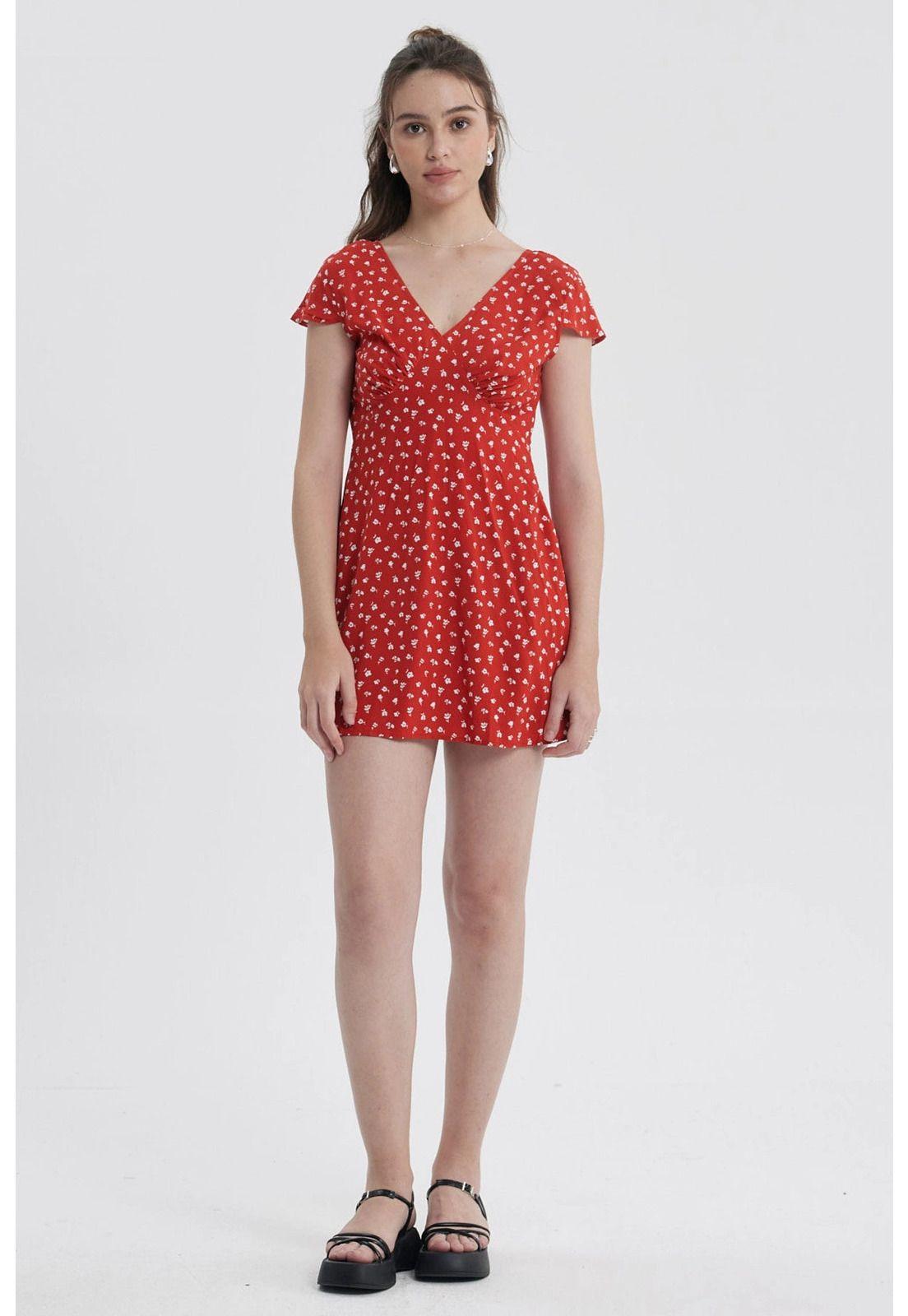Vestido Mujer Romántico Rojo Oscuro-0
