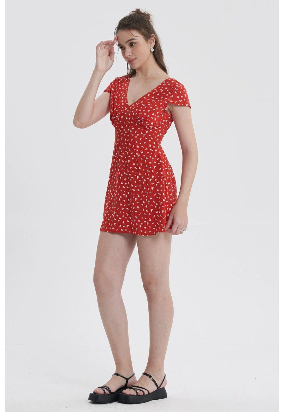 Vestido Mujer Romántico Rojo Oscuro-3