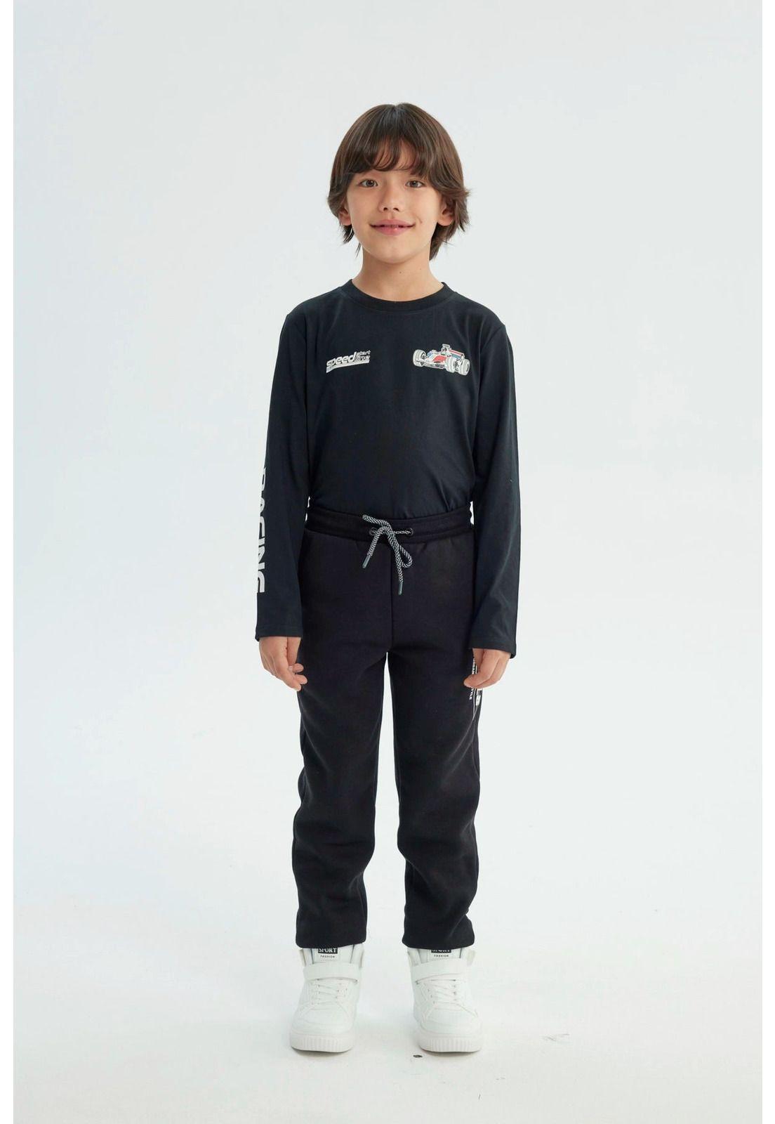 Pantalón Buzo Niño Pitillo Negro - X-3