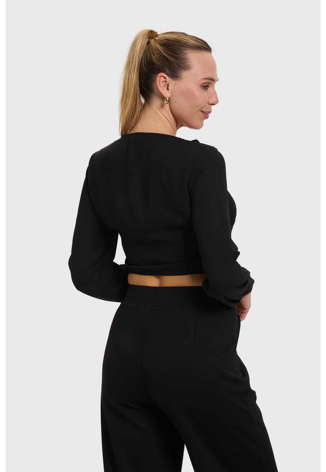 Blusa Mujer Manga Globo Negro-2