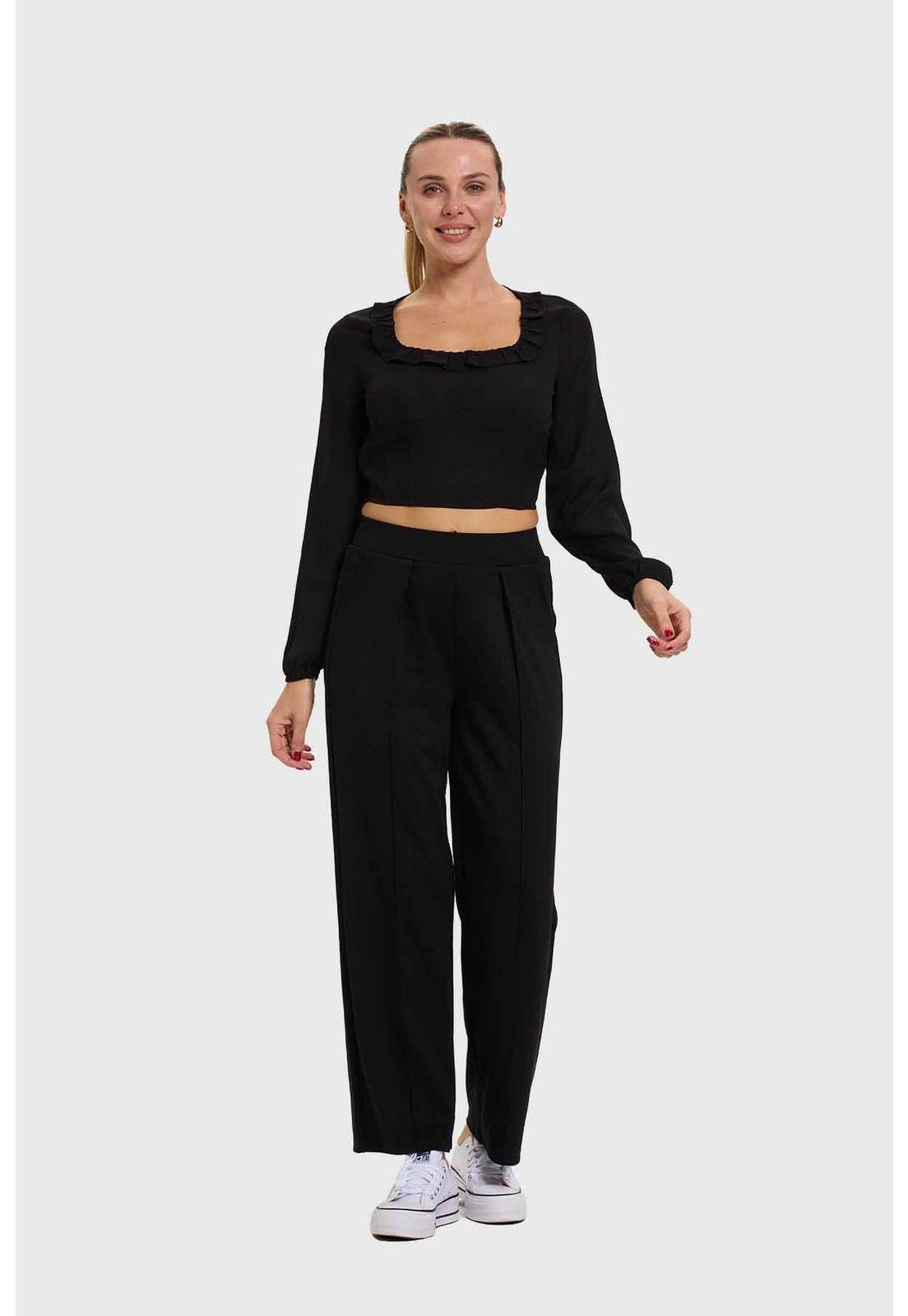 Blusa Mujer Manga Globo Negro-3