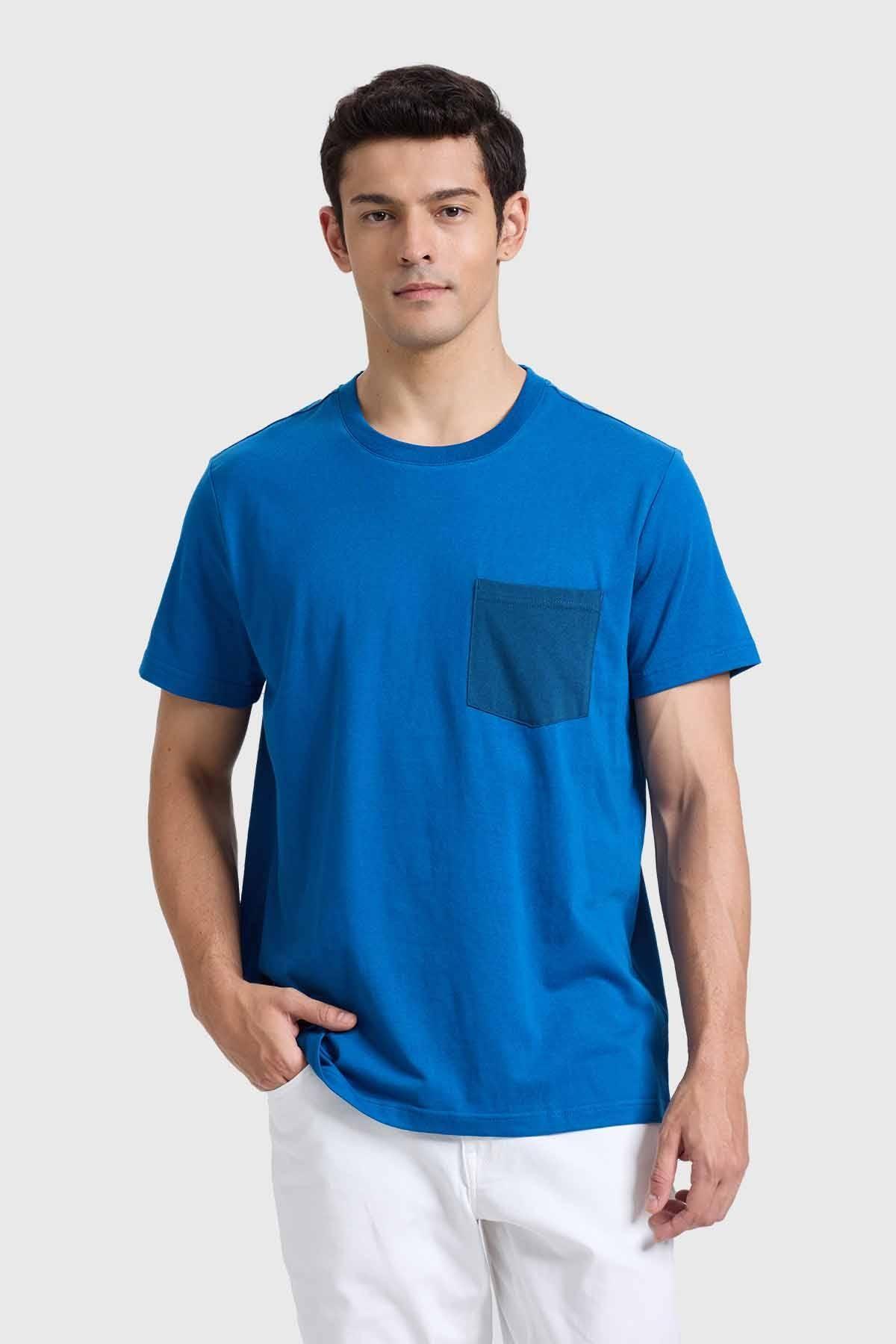Polera Hombre Con Bolsillo Azul-0