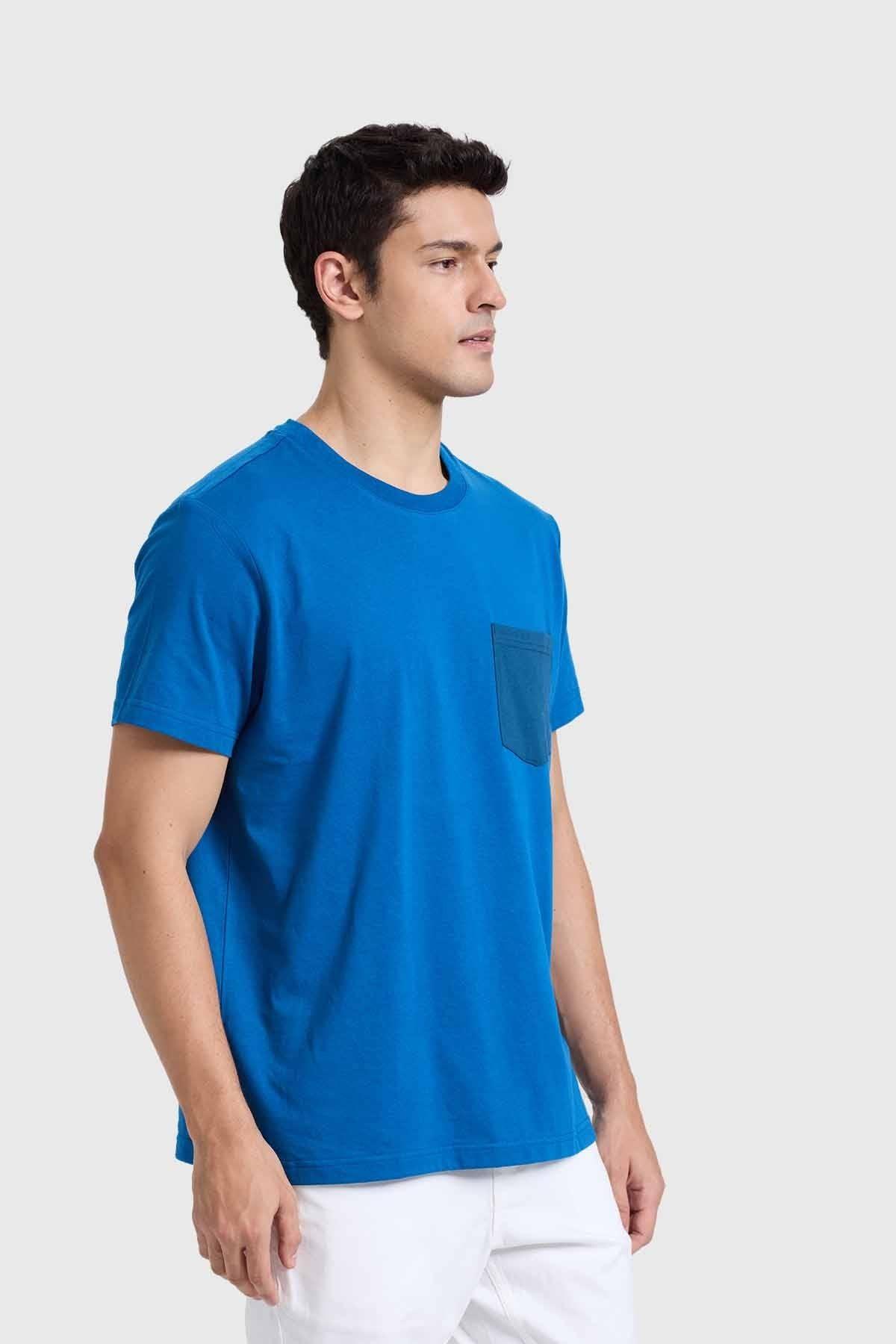 Polera Hombre Con Bolsillo Azul-1