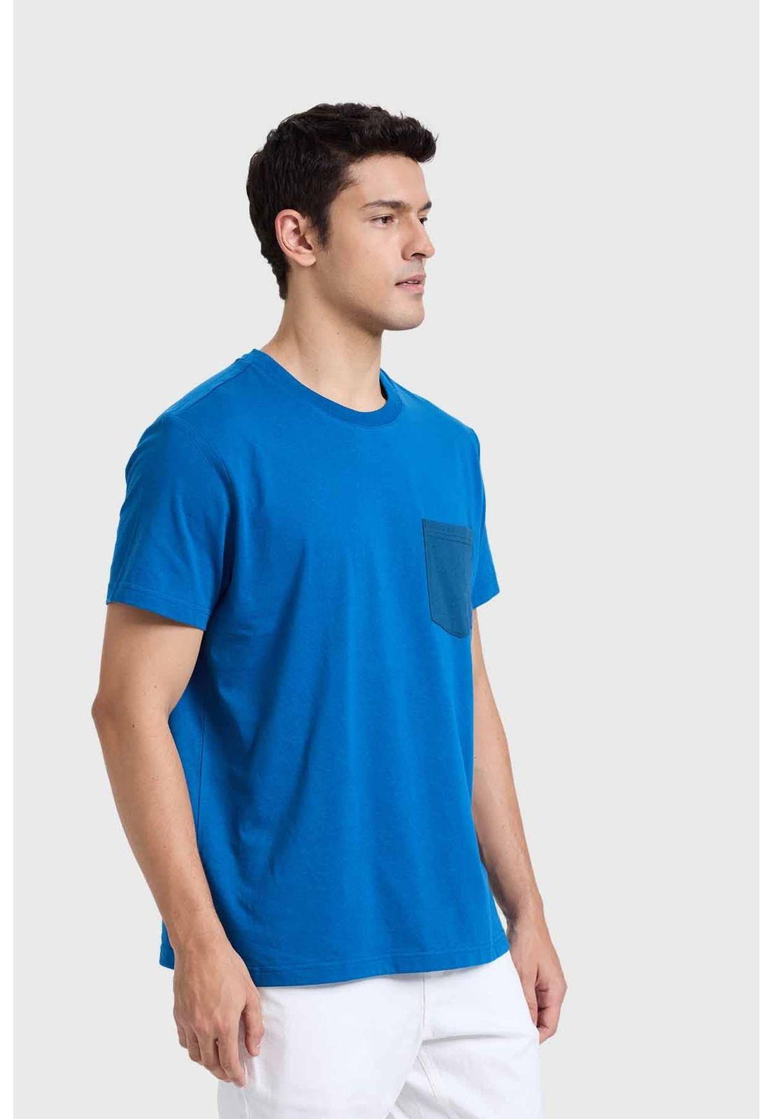 Polera Hombre Con Bolsillo Azul - ll-1