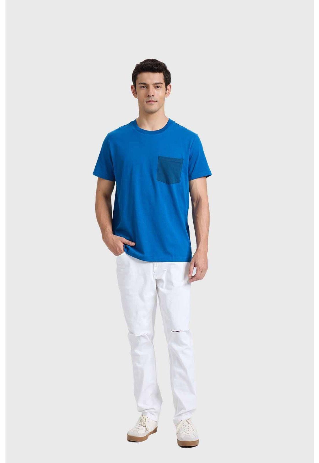 Polera Hombre Con Bolsillo Azul - ll-3