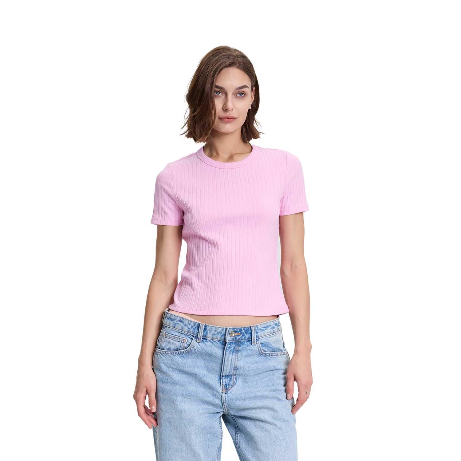 Polera Mujer Rip Crop Lisa Rosado Fashion's Park-0