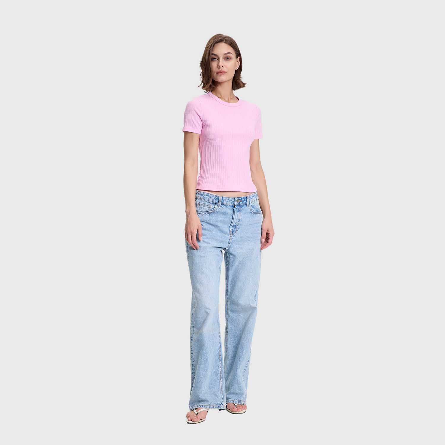 Polera Mujer Rip Crop Lisa Rosado Fashion's Park-3