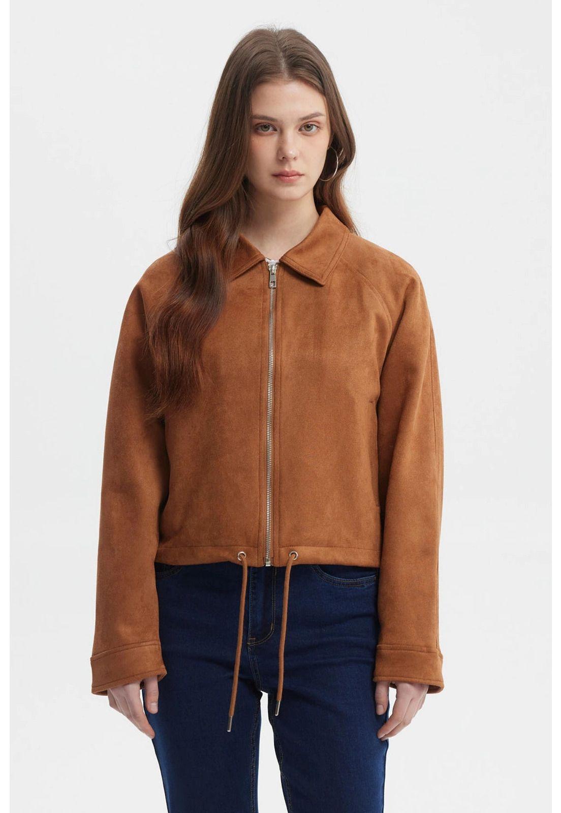 Chaqueta Mujer Slim Cuello Camisero Camel-0