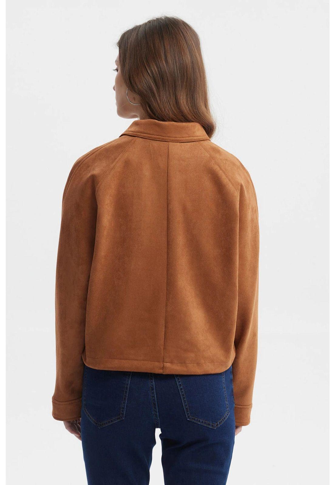 Chaqueta Mujer Slim Cuello Camisero Camel-2