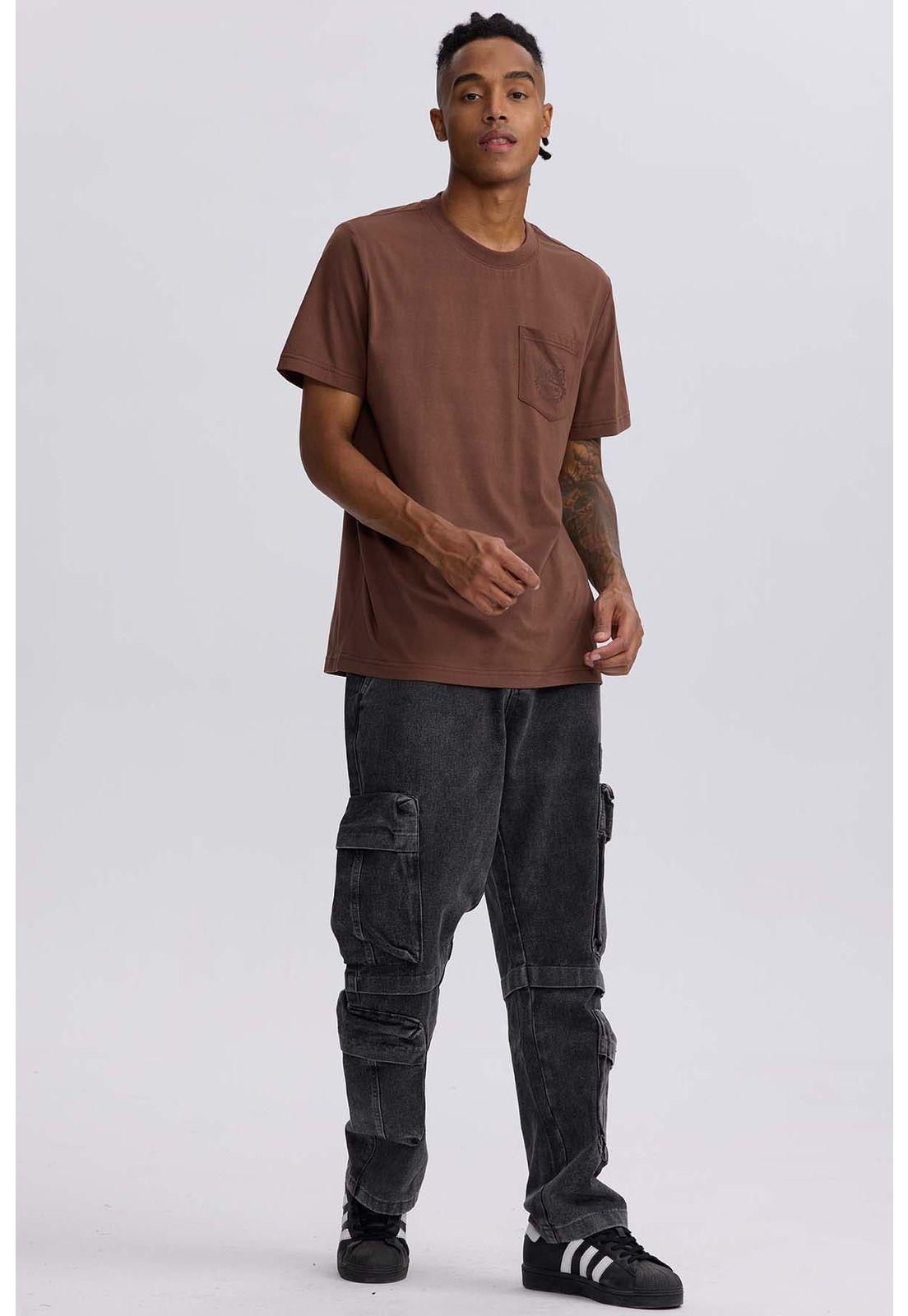 Polera Hombre Bolsillo Contraste Chocolate-3