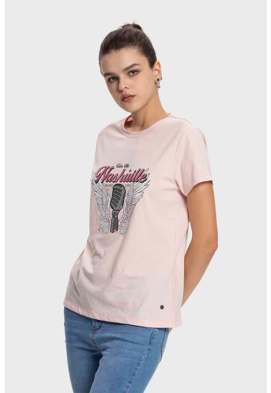 Polera Mujer Básica Print Palo Rosa - ll-1
