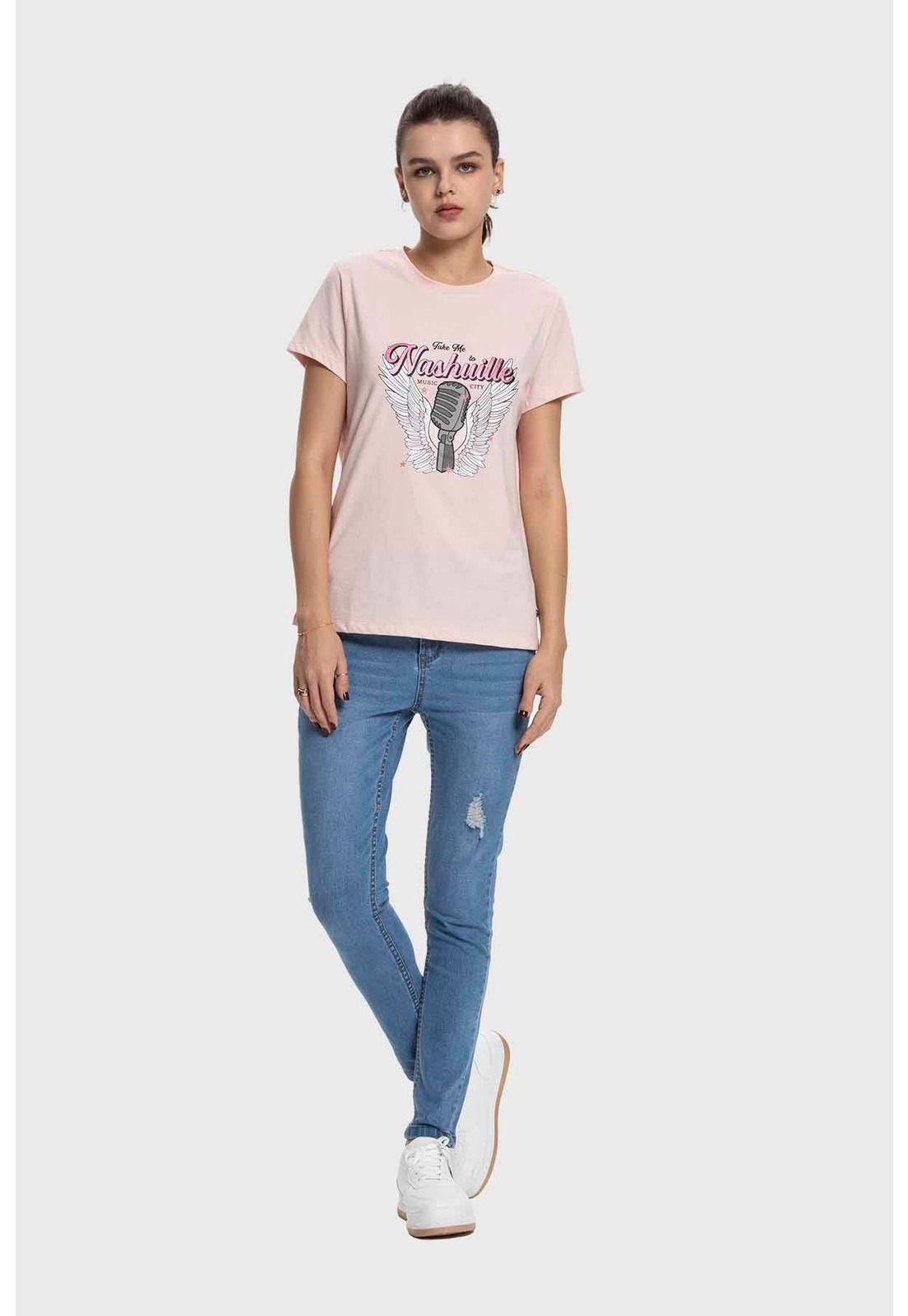 Polera Mujer Básica Print Palo Rosa - ll-3