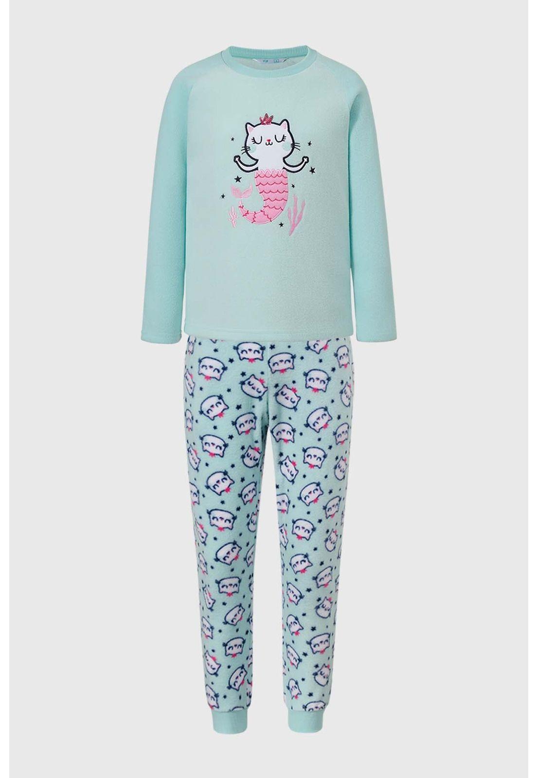 Pijama Niña Polar Gato Aqua-0
