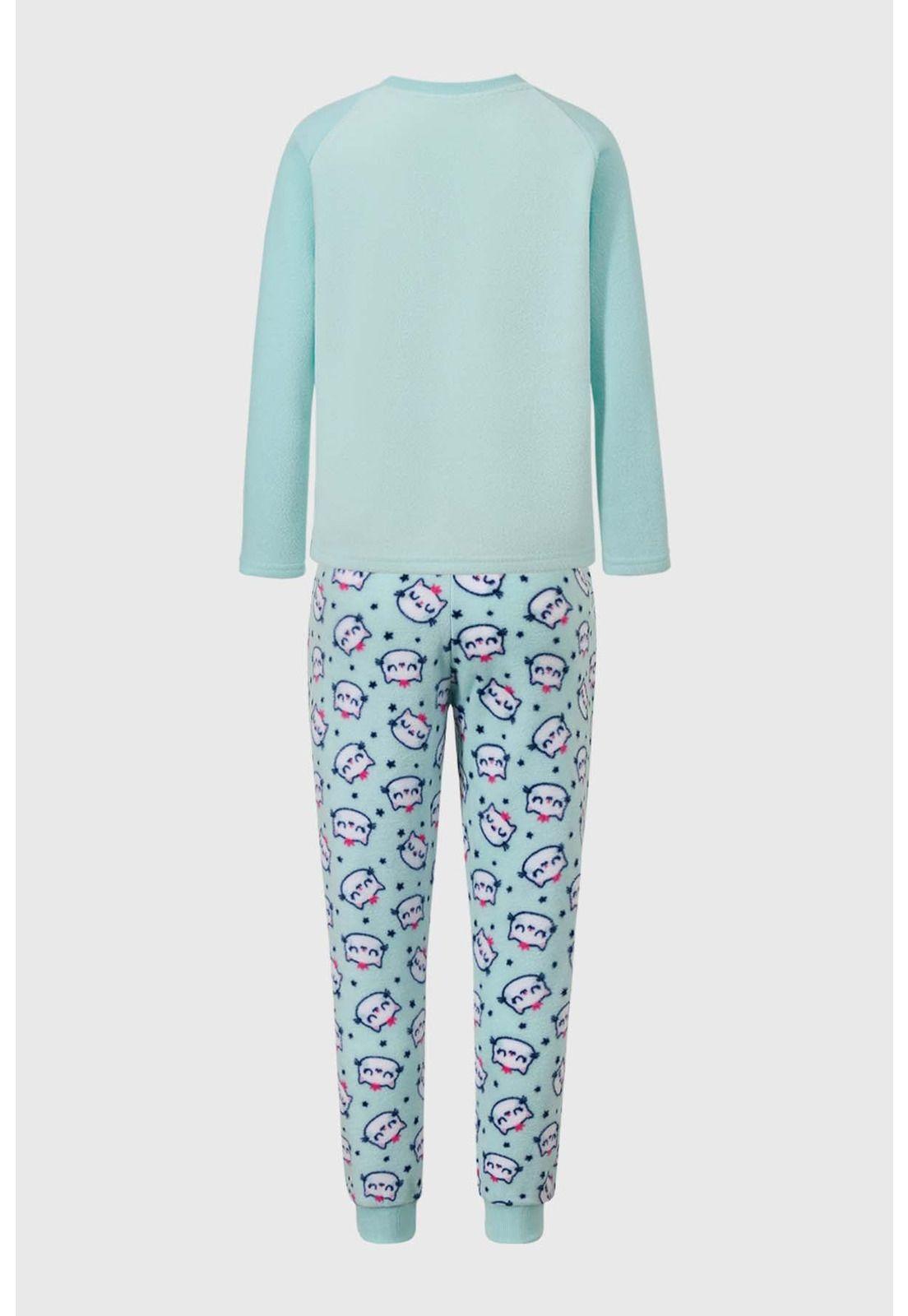 Pijama Niña Polar Gato Aqua-1