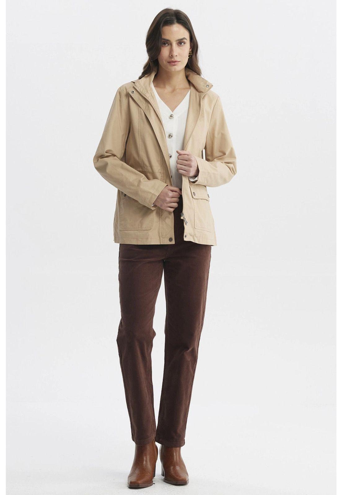 Chaqueta Mujer Con Gorro Beige - lll-3