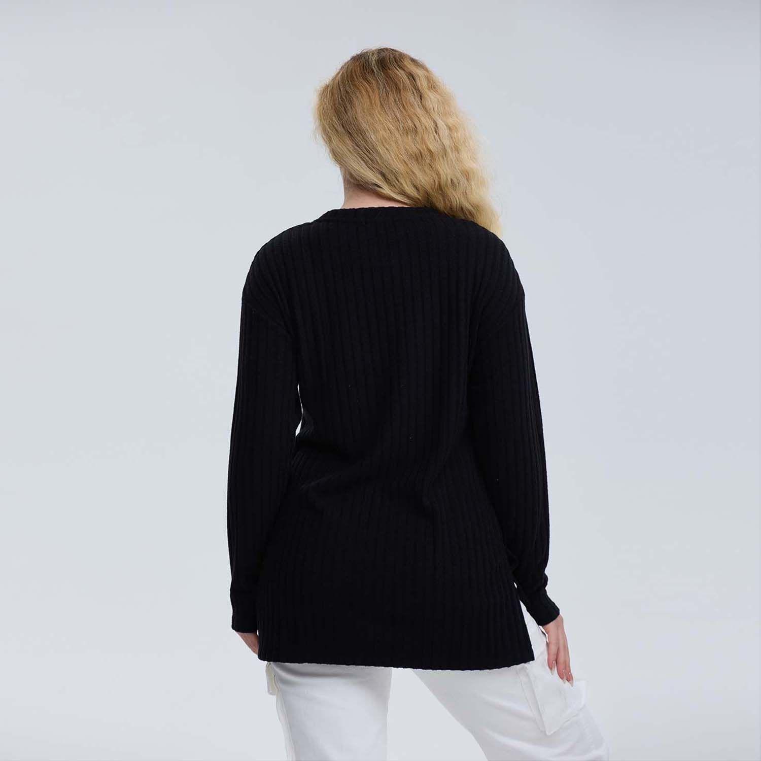 Polera Mujer Rib Lisa Negro-2