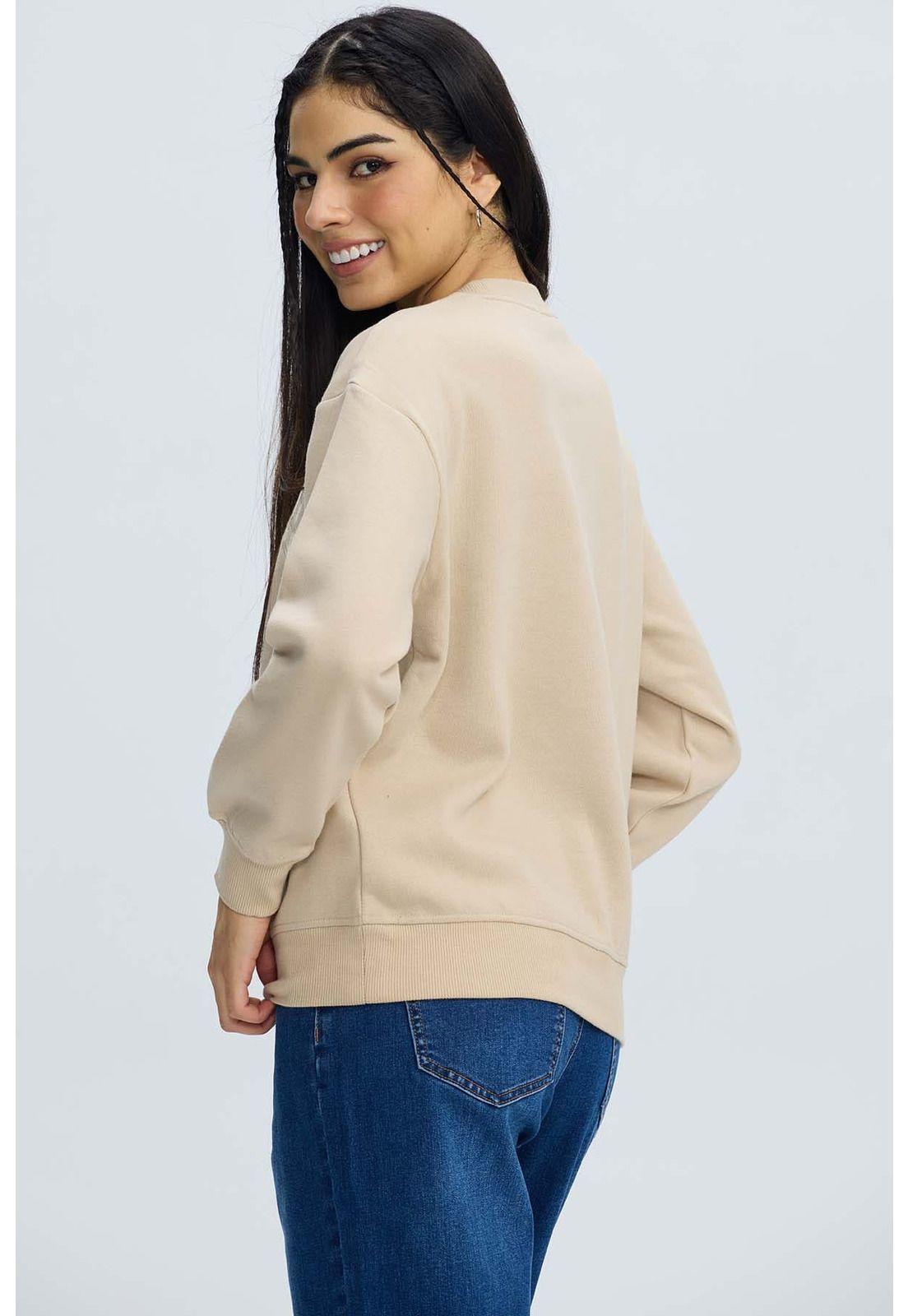 Polerón Mujer Oversize Bordado Beige-2