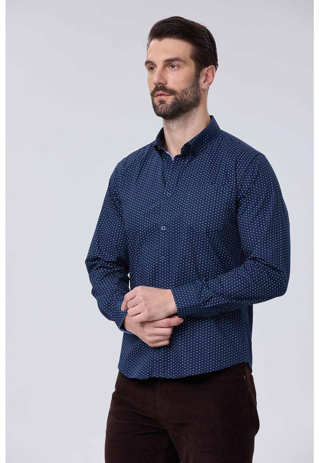 Camisa Hombre Slim Azul-1