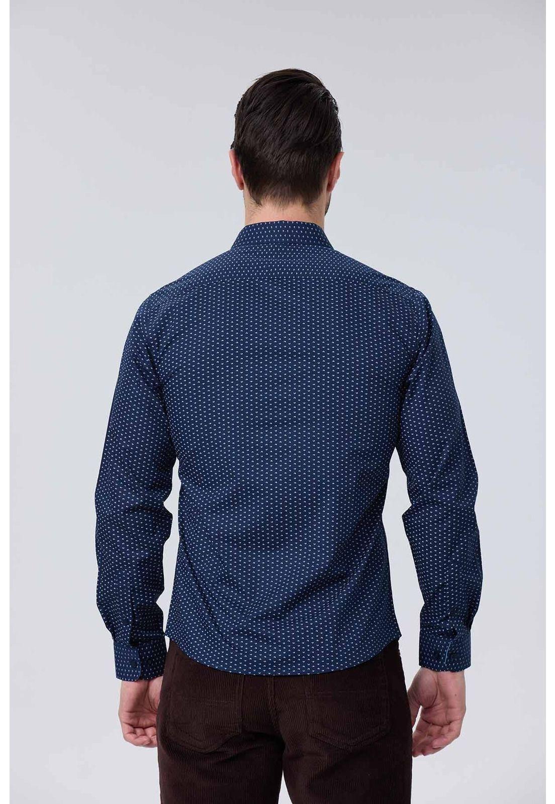Camisa Hombre Slim Azul-2