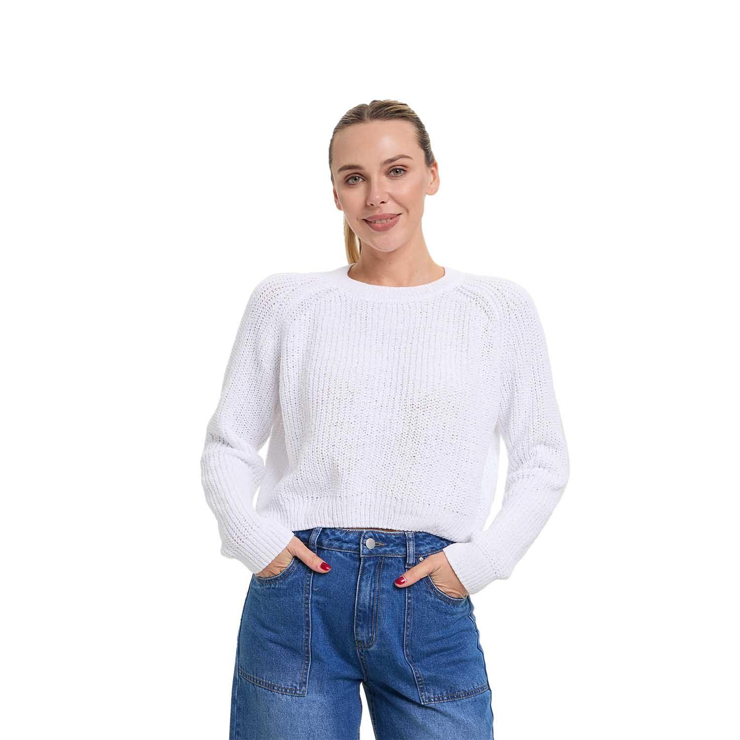 Sweater Mujer Chenille Blanco Fashion's Park-0