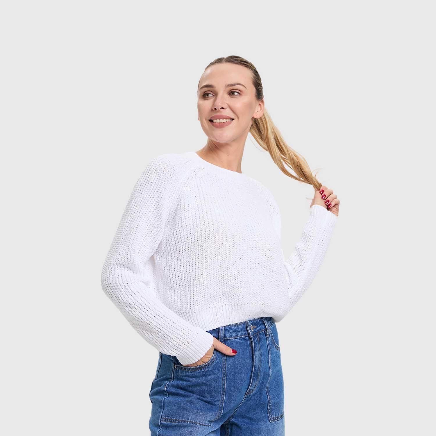 Sweater Mujer Chenille Blanco Fashion's Park-1