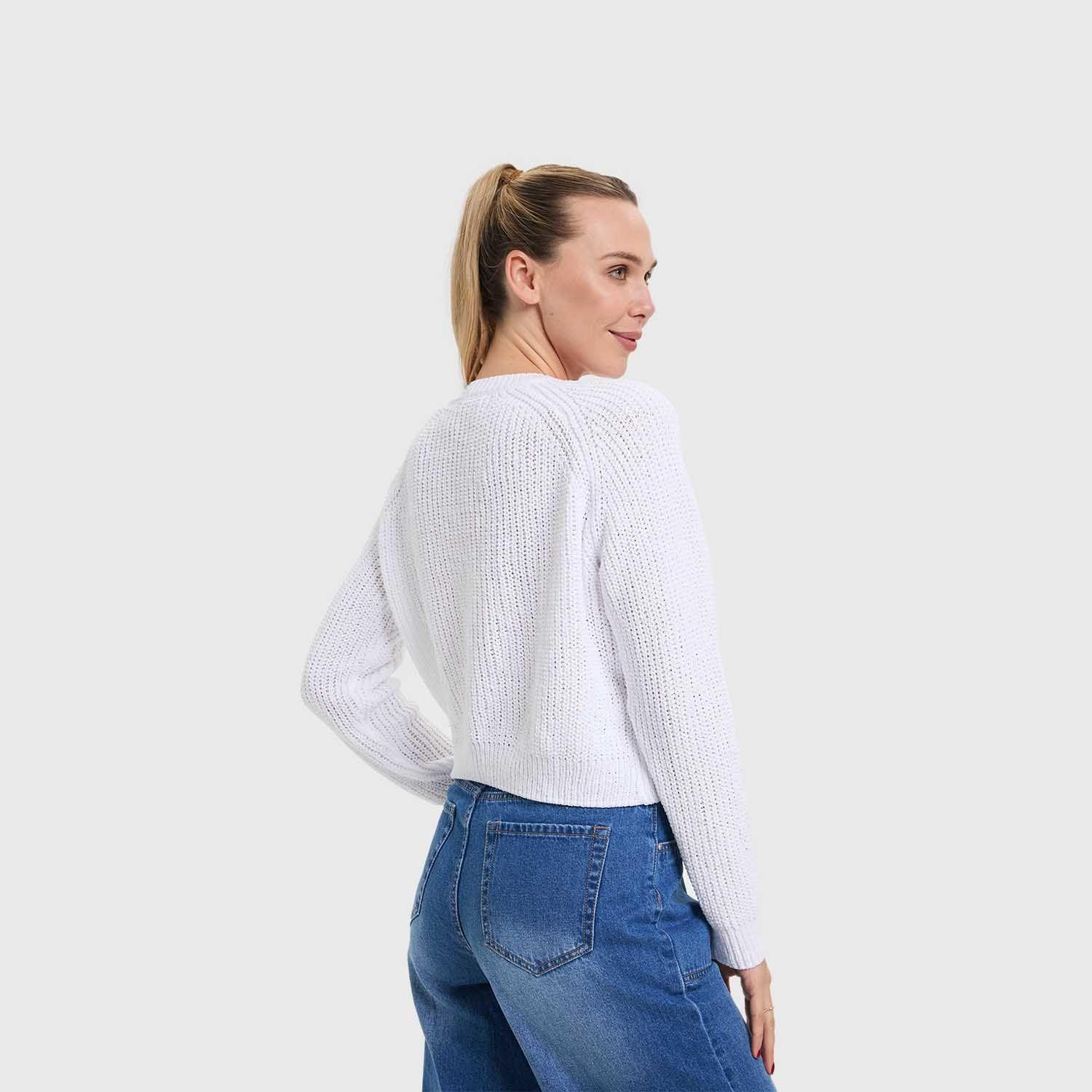 Sweater Mujer Chenille Blanco Fashion's Park-2