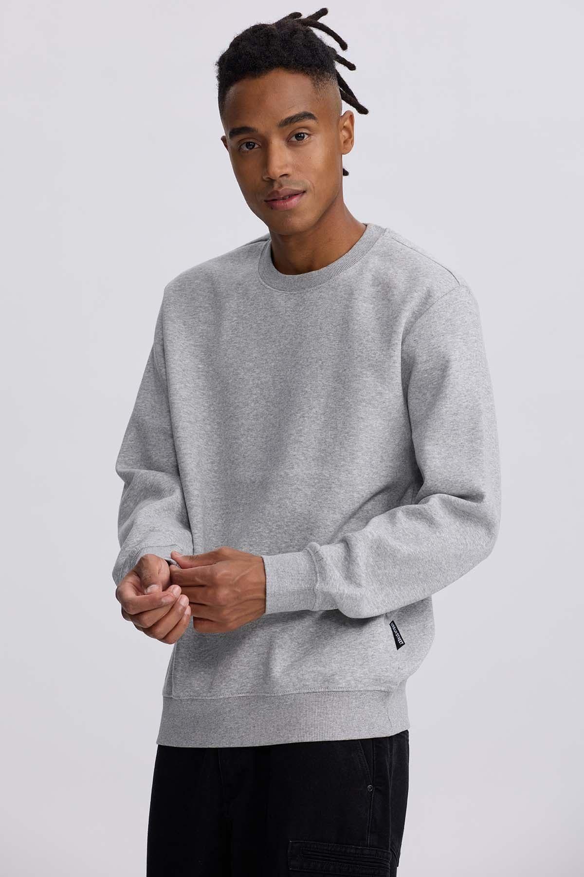 Polerón Hombre Liso Gris Melange-2