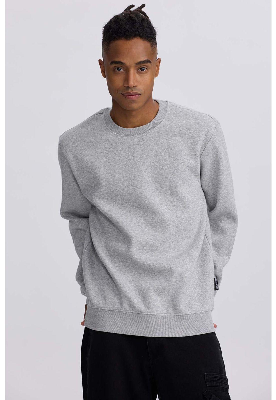 Polerón Hombre Liso Gris Melange-0